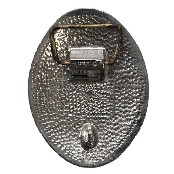 Vtg Square Dance Music Notes Rare inlaid Turquoise Enamel Couple SSI Belt Buckle - Picture 3 of 6